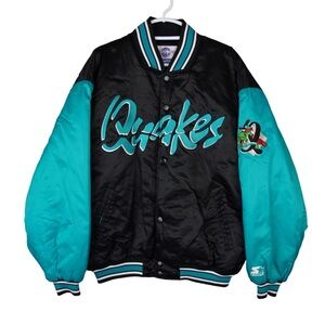 Vtg Rancho Cucamonga Quakes Starter Jacket Mens X-Large Black Green Baseball 90s